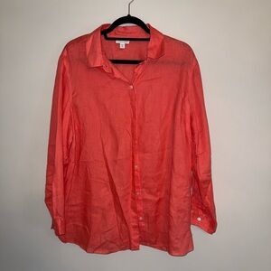 J. Jill Coral Linen Shirt